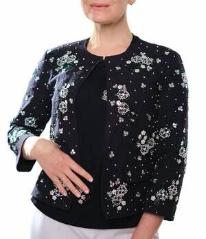 NEW SEVENTY beaded delight jacket in black white green